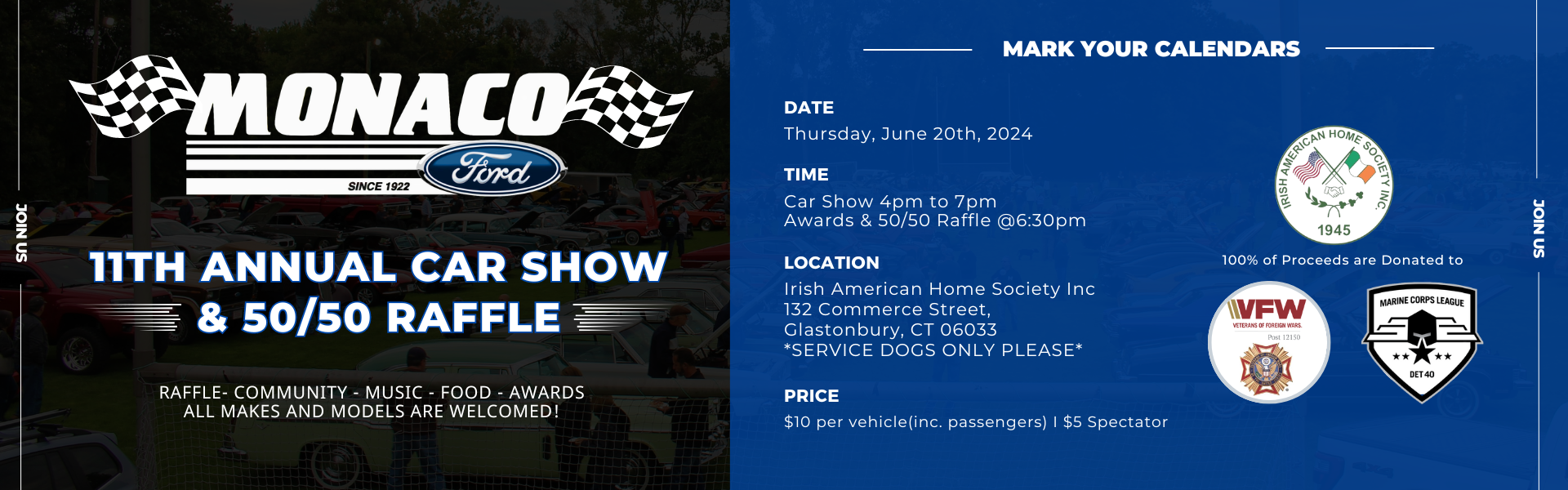 Monaco Ford 11TH Annual Car Show & 50/50 Raffle!